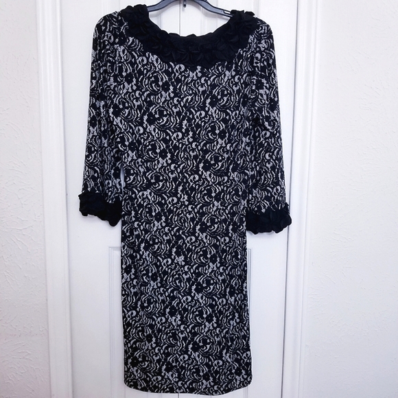 Floral Applique Faux Lace Dress by Alfani - Picture 1 of 5